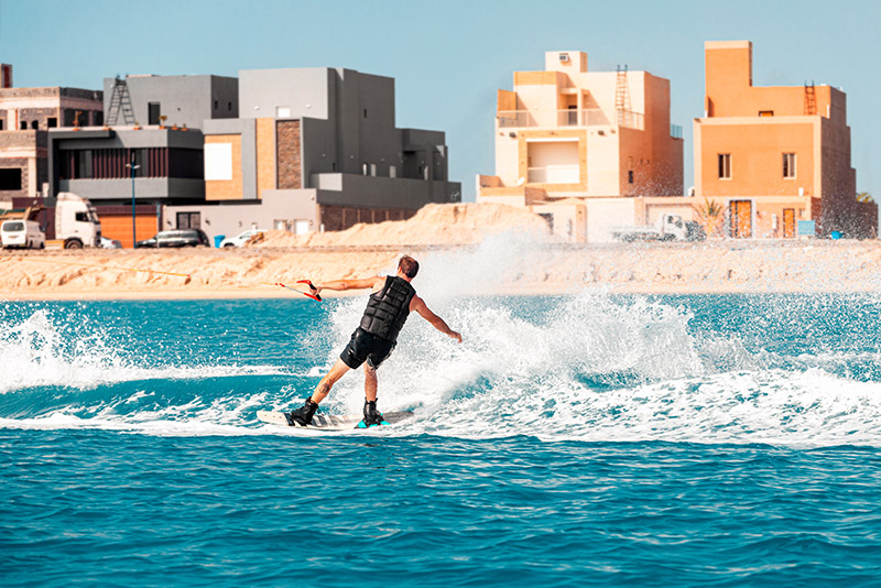 A man water-skiing on the Red Sea laut merah wisata arab saudi