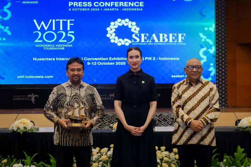 konferensi pers kementerian pariwisata peluncuran seabef dan witf 2025