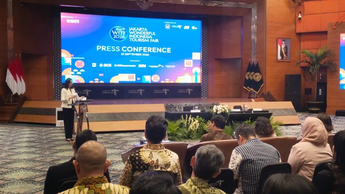 menteri pariwisata widiyanti di konferensi pers WITF 2026